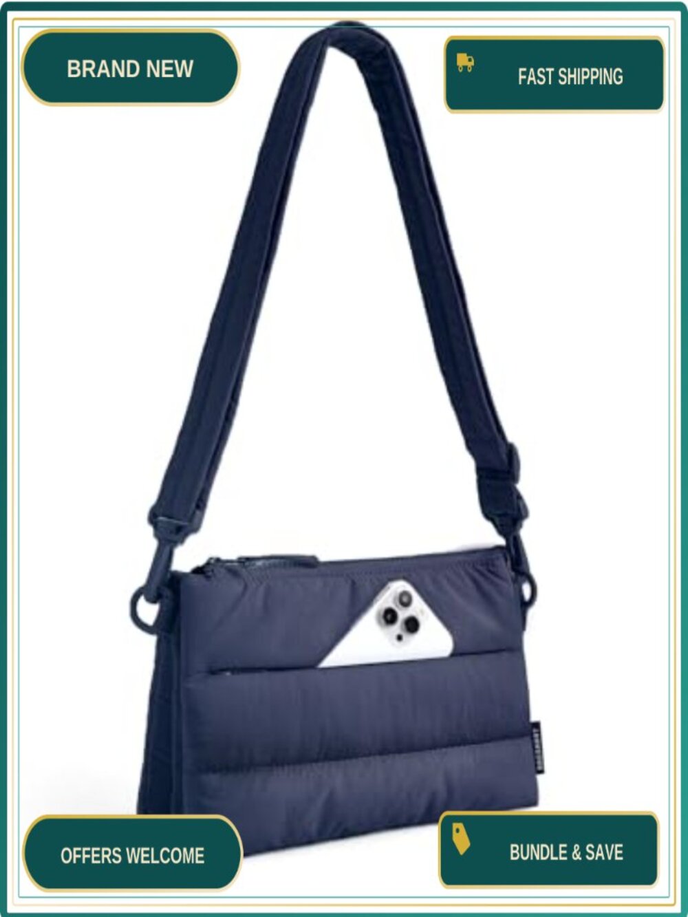 RFID Blocking Puffy Crossbody Bag Travel Purse Nylon